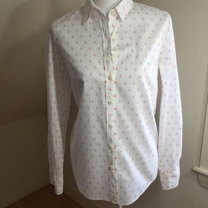 pink anchor print button down shirt sz S